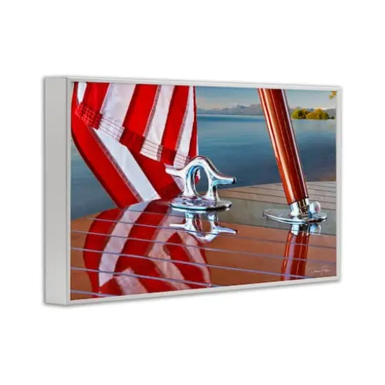 Stupell Industries Flag On Boat Hull Framed Giclee Art White {4}