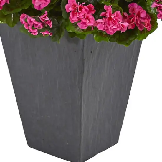 2.7ft. UV Resistant Pink Artificial Geranium in Slate Planter {4}