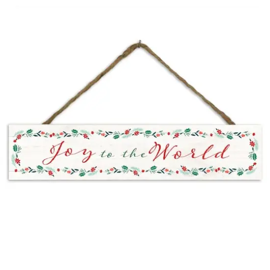 Joy to the World Script 17" x 3.5" Outdoor/Indoor Hanging Sign {1}