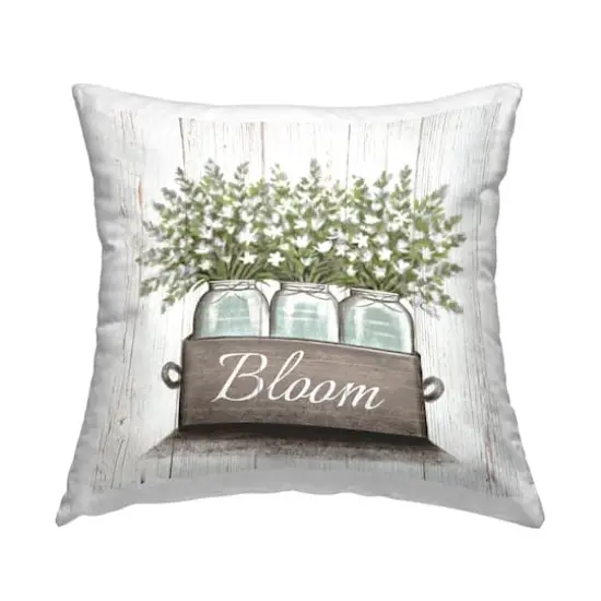 Stupell Industries White Wildflowers in Jars Bloom Sentiments Throw Pillow 18" x 18" {1}