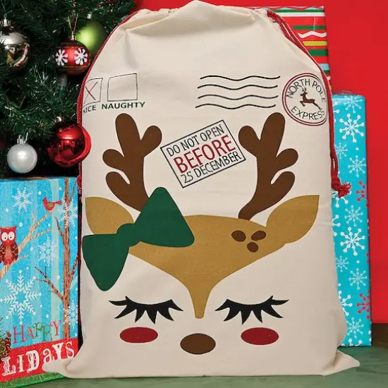 Personality Case&trade; 19" x 26" North Pole Express Nice Cotton Christmas Drawstring Bag {3}