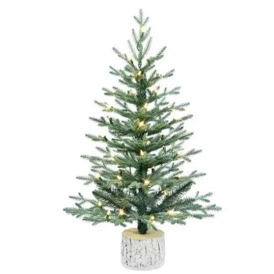 3ft. Pre-Lit Blue Arctic Fir Artificial Potted Christmas Tree, Warm White LED Lights {1}