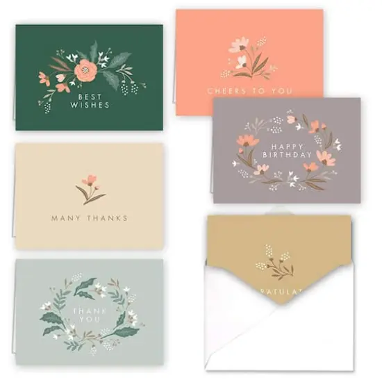 JAM Paper Blank Rustic Blooms Design Thank You Cards Set, 36ct. {1}