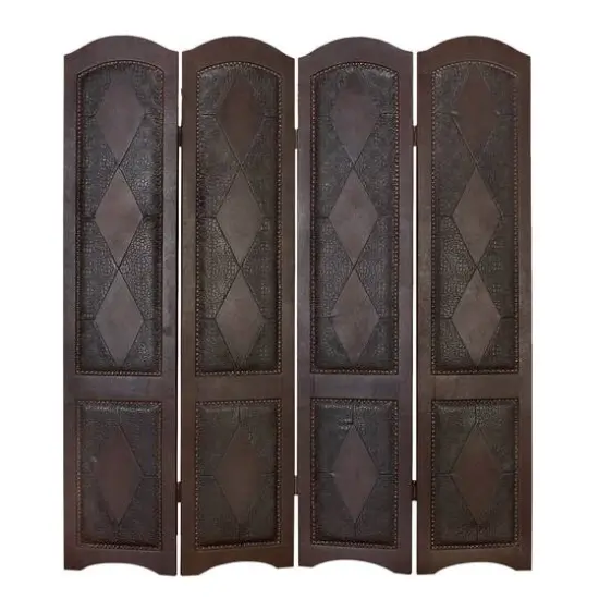 Dark Brown Wood Traditional Room Divider Screen, 71" x 64" x 1" {1}