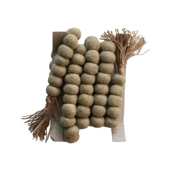 Hello Honey&reg; 6ft. Handmade Wool Felt Ball Garland with Jute Tassels Oatmeal {4}