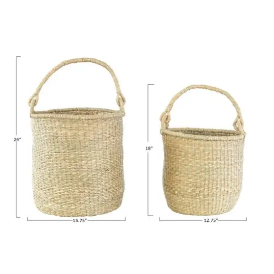 Hello Honey&reg; Handwoven Seagrass Baskets with Handles Set {8}