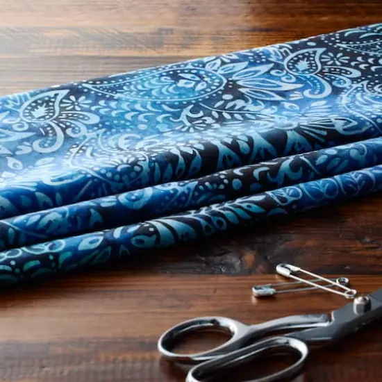 Feldman Premium Indonesian Batik Navy & Lilac Paisley Fabric {3}