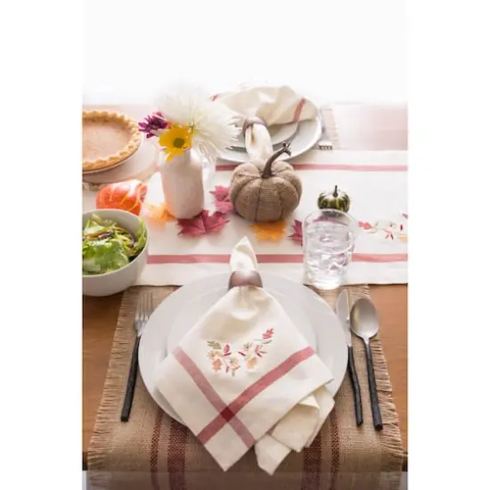 DII&reg; Natural Embroidered Fall Leaves Bordered Napkins, 6ct. {4}