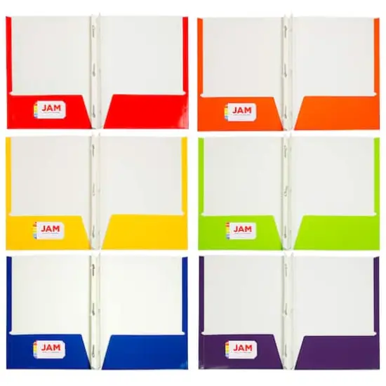 JAM Paper Primary Glossy Laminated Two Pocket Folders With Clasps, 6ct. {3}