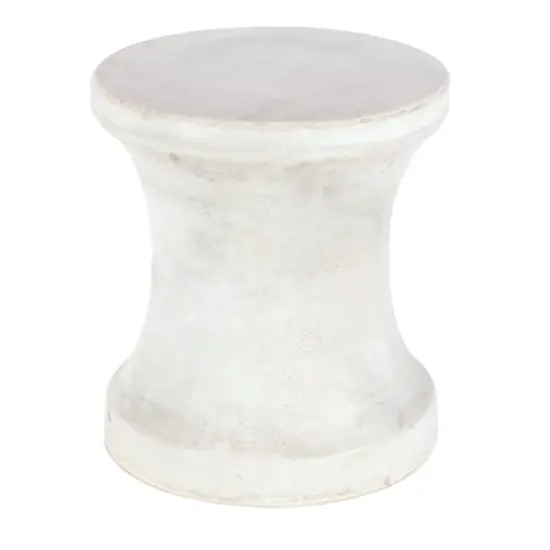 16" Fiberclay Contemporary Outdoor Stool White {1}
