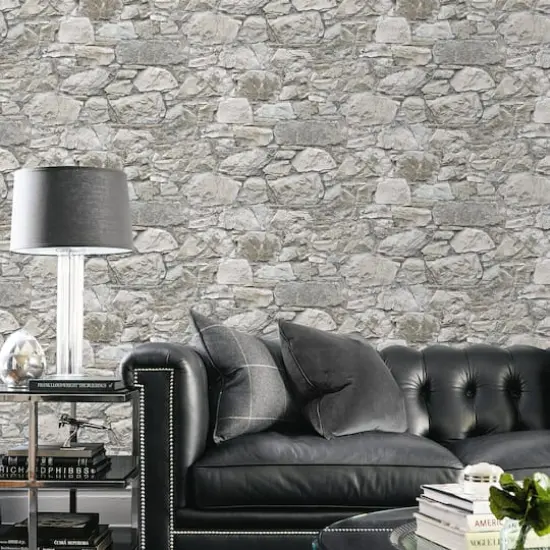 Surface Style Stone's Throw Peel & Stick Wallpaper Flax {3}