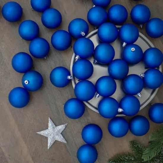 60ct Matte Lavish Blue Shatterproof Ball Ornaments {4}