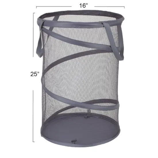 Household Essentials 25" Pop-Up Mesh Laundry Hamper Gray {4}