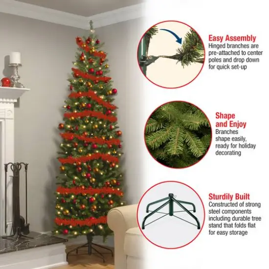 9ft. Unlit Kingswood&reg; Fir Pencil Artificial Christmas Tree {8}