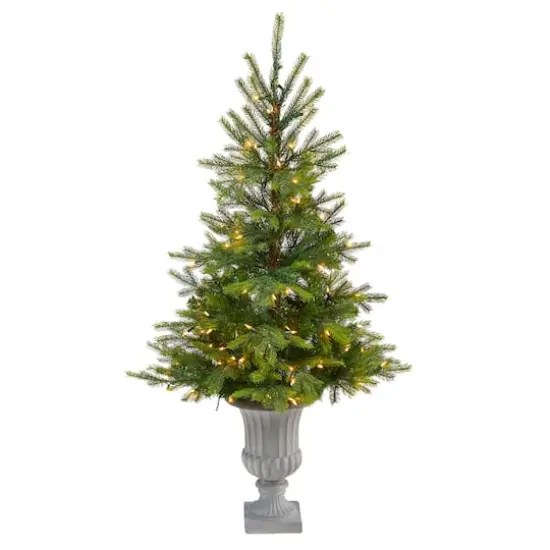 56in. Pre-Lit North Carolina Spruce Artificial Christmas Tree In Decorative Urn, Clear Lights {1}