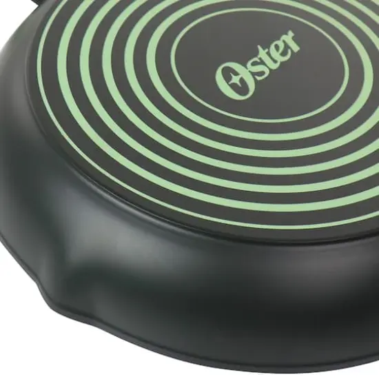 Oster Rigby 12'' Green Aluminum Nonstick Frying Pan with Pouring Spouts {7}