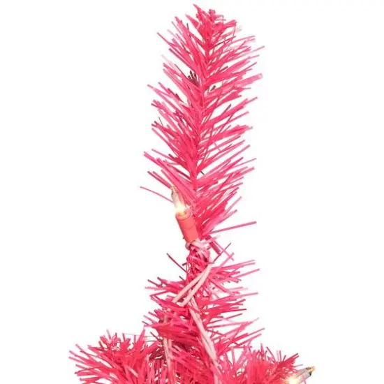 9ft. Pre-Lit Pink Tinsel Artificial Christmas Tree, Clear Lights {6}