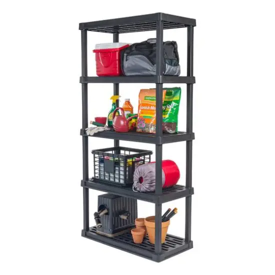 IRIS 6ft. Black Plastic Rack Shelf with 5 Large Shelves {5}