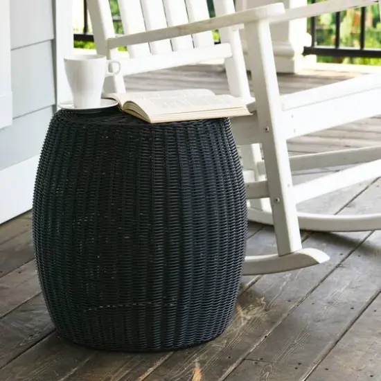 Household Essentials 18" Woven Storage End Table Black {5}
