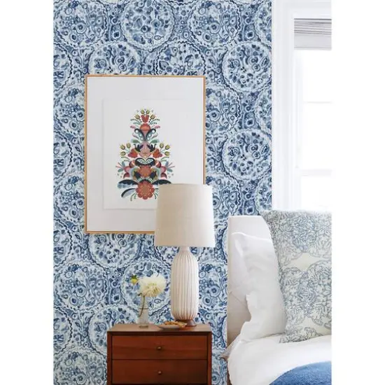 Caroline et Bettina Blue Camille Peel & Stick Wallpaper {3}