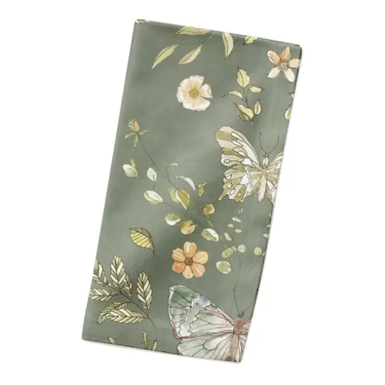 Butterfly Cotton Twill Napkin Olive Green {3}