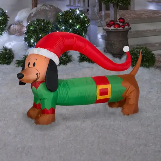 4ft. Airblown&reg; Inflatable Christmas Weiner Dog {3}