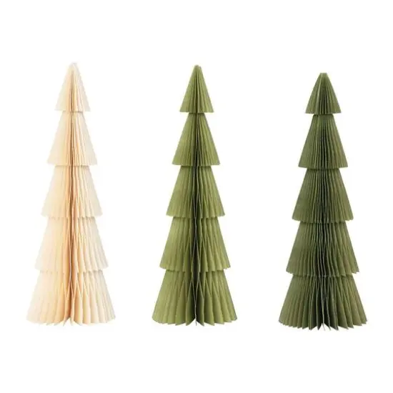 Hello Honey&reg; 12" Green & Cream Paper Honeycomb Tree Set {1}