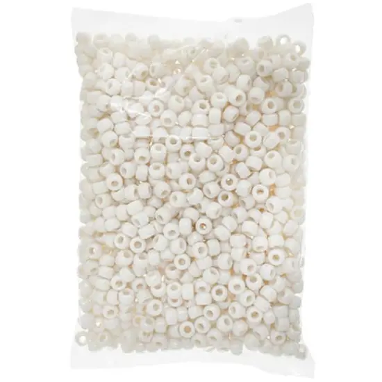 John Bead 9mm Opaque Plastic Pony Beads, 1,000ct. Pearl White {5}