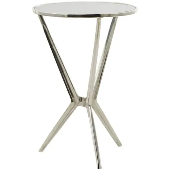 Silver Aluminum Hourglass Shaped Stand Accent Table with Clear Glass Top 16" x 16" x 24" {3}