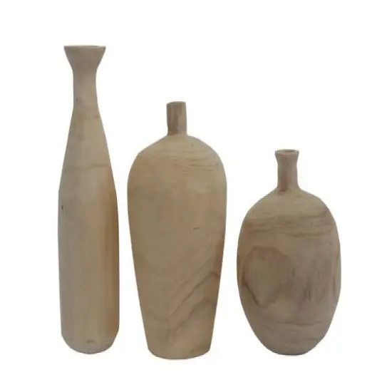 Hello Honey&reg; Paulownia Wood Vases Set {3}