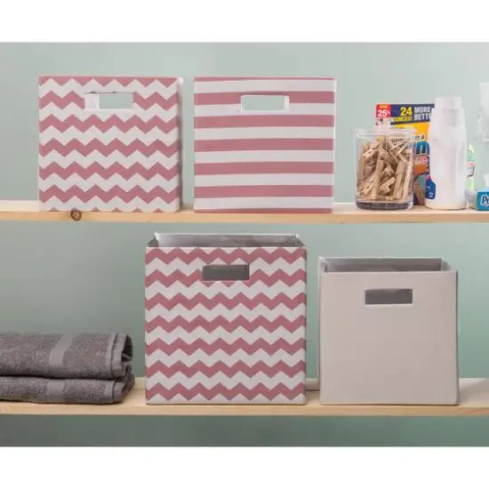 DII&reg; Striped Square Storage Cube Rose {5}