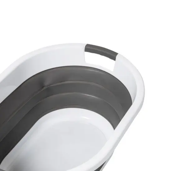 Honey Can Do 24" Collapsible Rubber Laundry Basket Set Dark Gray and White {12}