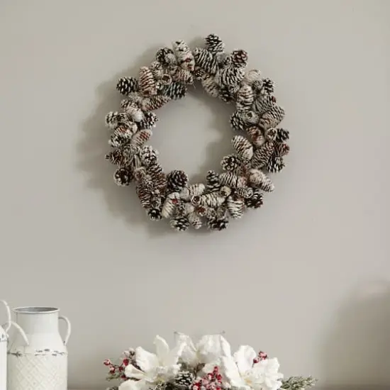 17" Snowy Pinecone Wreath {6}