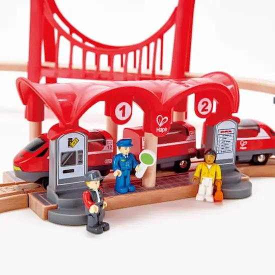 Hape Busy City Rail Wooden Train Set {5}