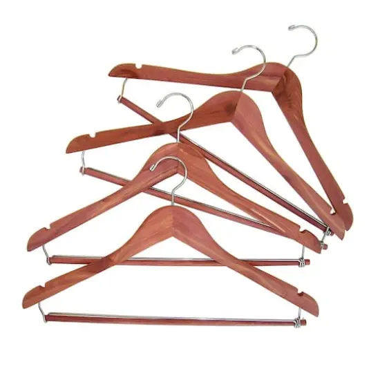 Household Essentials Cedar Coat Hanger with Locking Bar (Set of 4) {10}