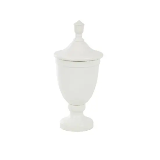 22" White Ceramic Fluted Urn Jar {7}