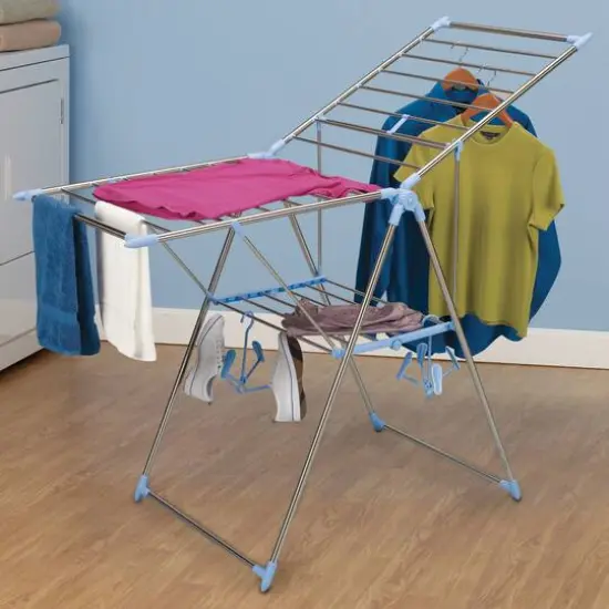 Household Essentials Gullwing Stainless Steel Folding Clothes Drying Rack {3}