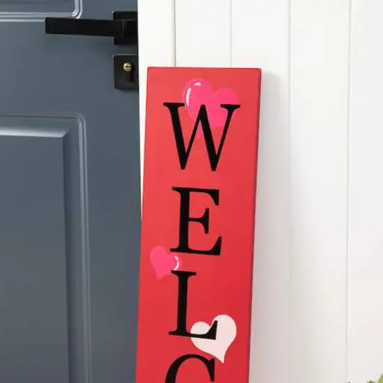 Glitzhome&reg; 36" Valentine's Wooden Welcome Porch Sign {6}