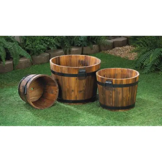 3 Apple Barrel Planters Set {4}