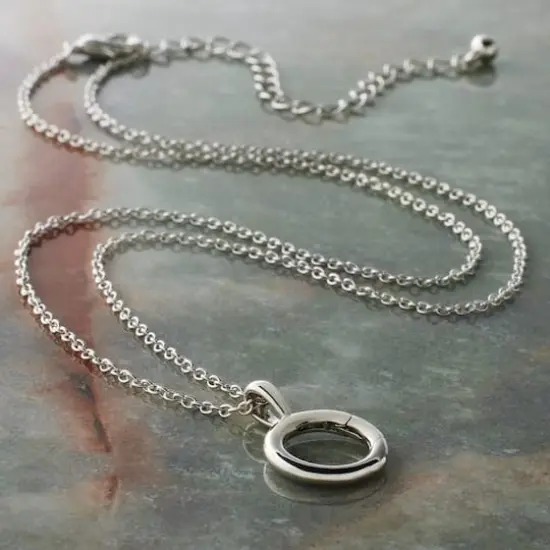 Rhodium Cable Necklace with Circle Charm Holder by Bead Landing&trade; {3}