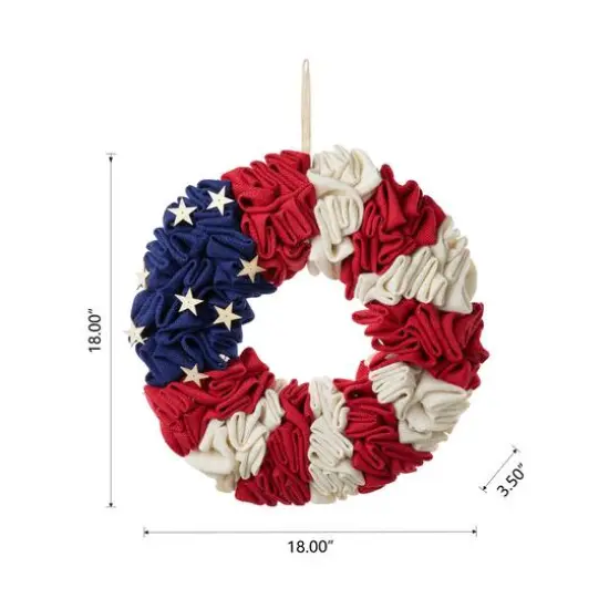 Glitzhome&reg; 18" Americana Round Fabric Wreath {9}