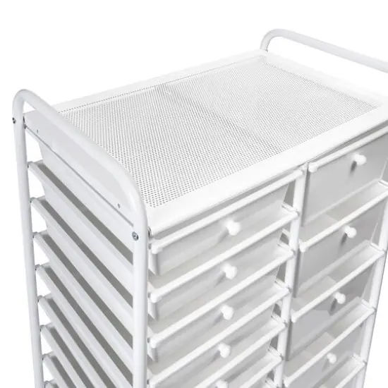 Honey Can Do White 15-Drawer Metal Rolling Storage Cart {11}