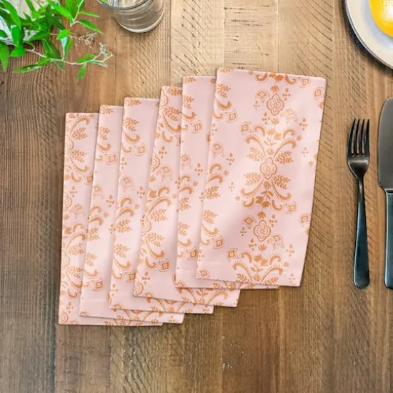 Floral Crest Cotton Twill Napkin Orange {4}