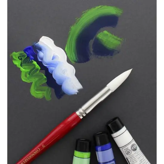 Connoisseur&reg; White Taklon All Media Long Handle Round Brush {5}