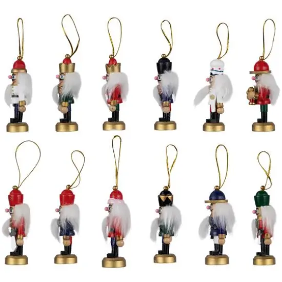 12ct. 3.25" Multicolor Nutcracker Wood Ornaments {3}