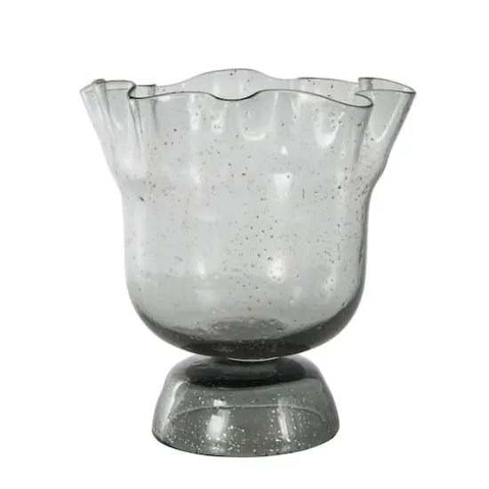 Black Glass Vase Set with Wavy Opening & Gold Speckles {9}