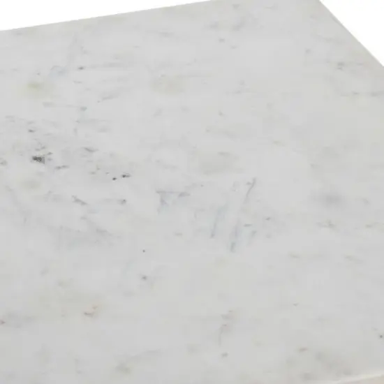 Hello Honey&reg; 25" Libertine Genuine Marble and Metal End Table with Glass Storage Shelf Black Finish {7}