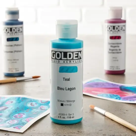 Golden&reg; 4oz. Fluid Acrylics Teal {3}