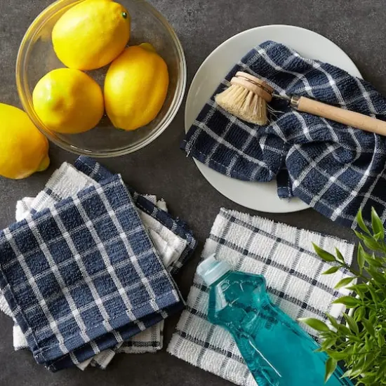 DII&reg; Nautical Blue Combo Windowpane Dishcloths, 6ct. {10}