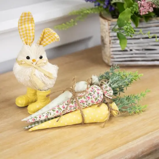 9" Mixed Fabric Carrot Easter Decorations Set {3}